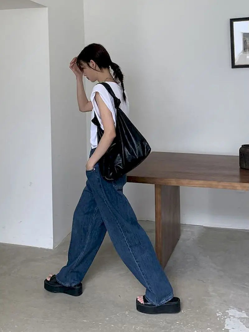 Harajuku PU Totes Bags Women Casual Wild Ladies Handbags Solid Shoulder
