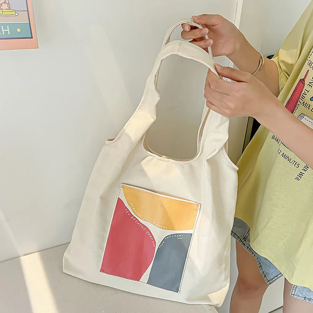 Harajuku Style Large Capacity Women Shoulder Bags Canvas Tote Female Handbags