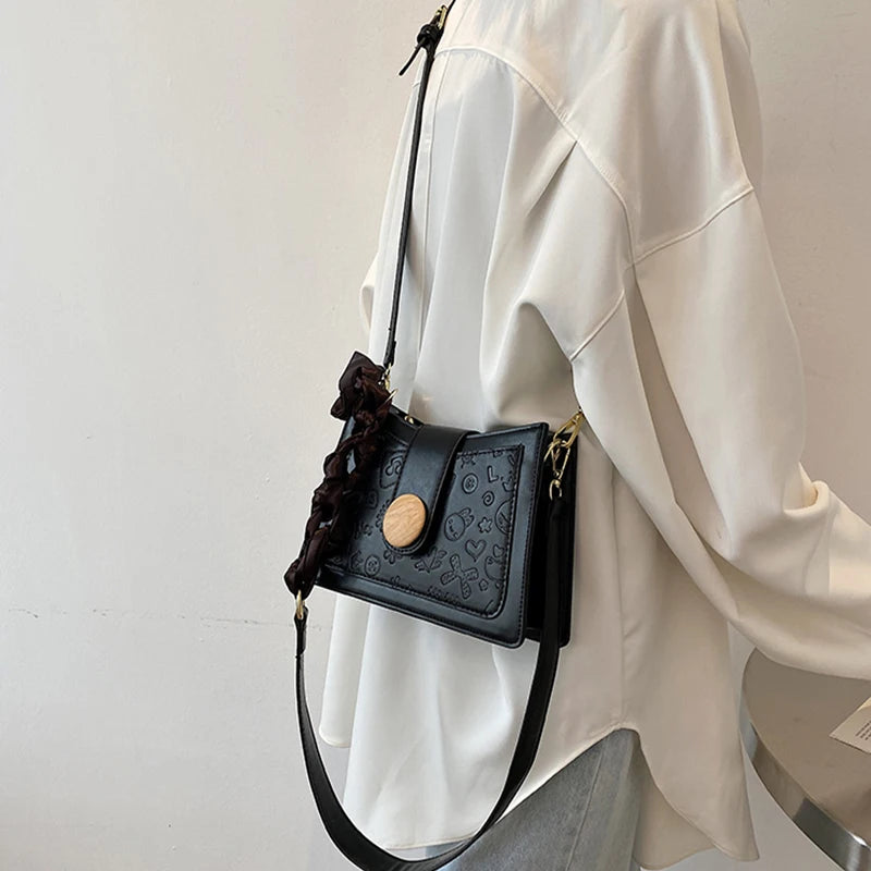 Harajuku Pu Square Handbag Women Crossbody Bag Soft-Faced Shoulder Bag