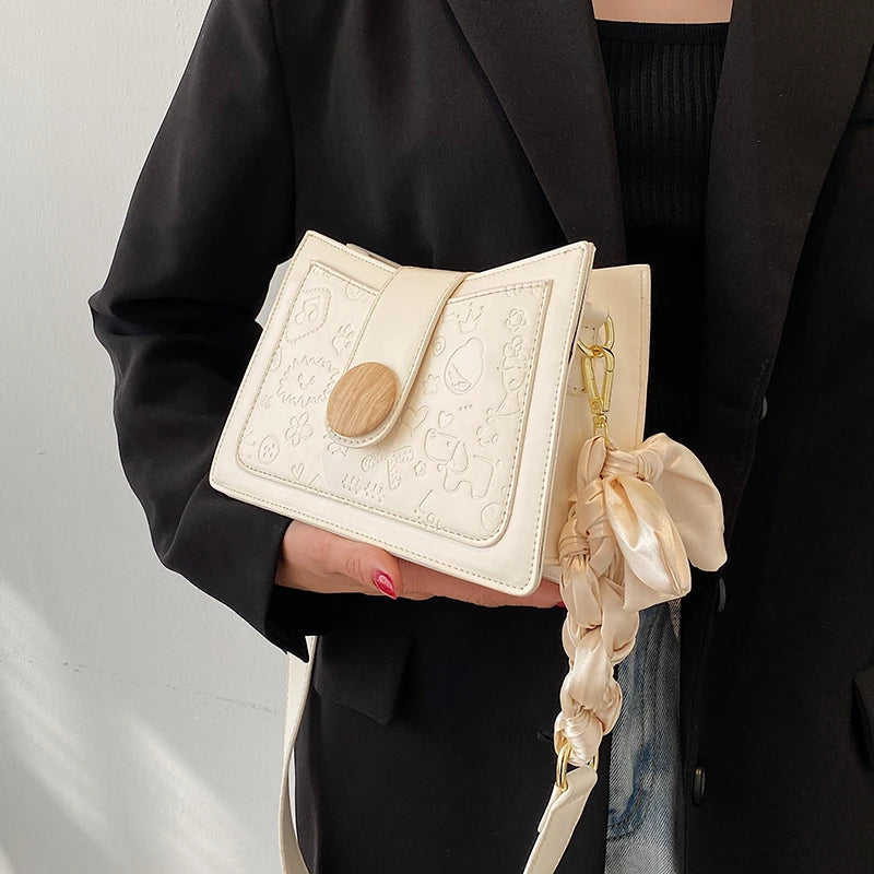 Harajuku Pu Square Handbag Women Crossbody Bag Soft-Faced Shoulder Bag