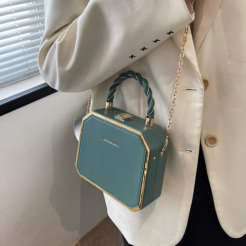 PU Leather Crossbody Bag with Short Rope Handle for Women