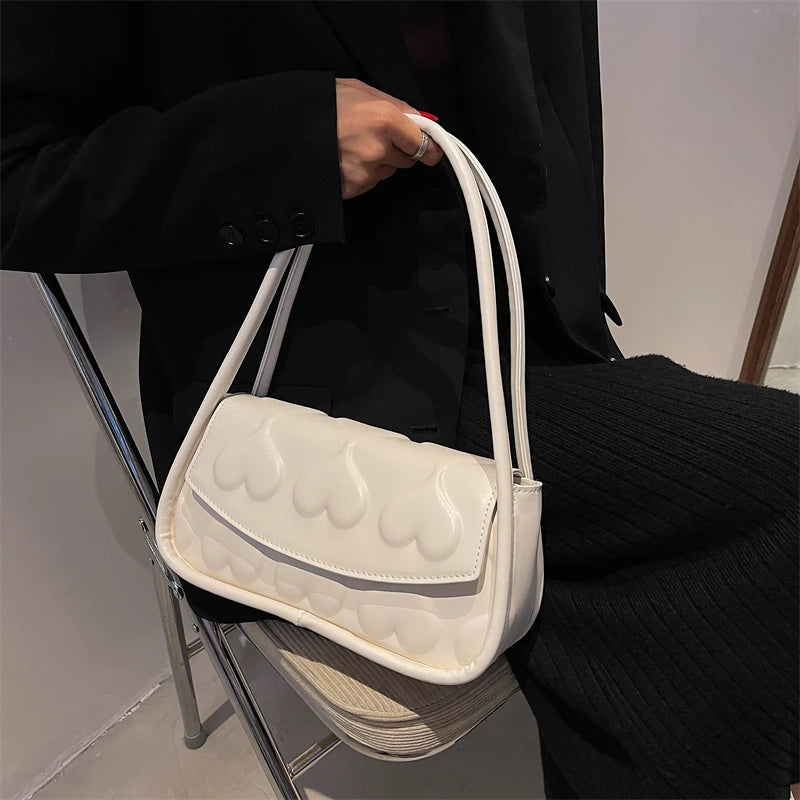 Heart Shape Women's Underarm Bag Tote Bag PU Leather Handbag