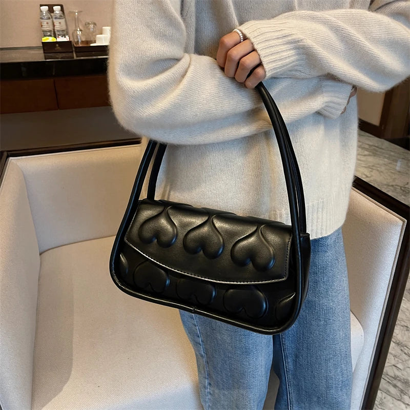 Heart Shape Women's Underarm Bag Tote Bag PU Leather Handbag