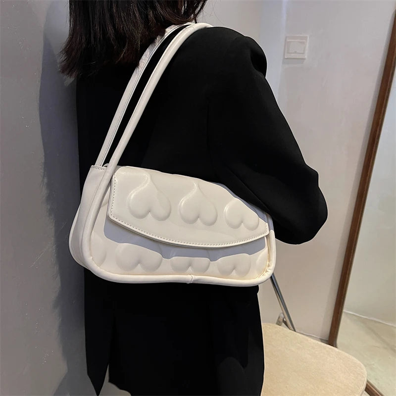 Heart Shape Women's Underarm Bag Tote Bag PU Leather Handbag