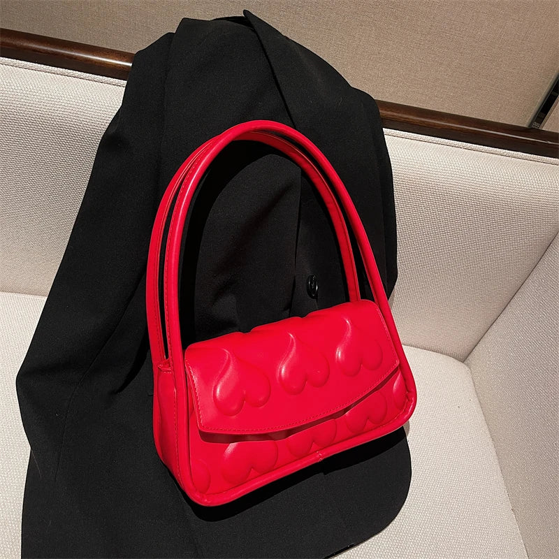 Heart Shape Women's Underarm Bag Tote Bag PU Leather Handbag