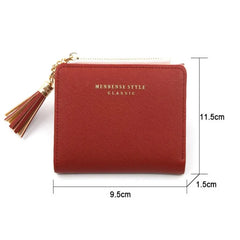 Heart Tassel Women Wallet Small Leather Zipper Purses Female Purse Clutch Bag