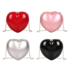 Heart Women Shoulder Bags Solid PVC Messenger Chain Zipper Satchel Bag