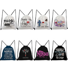 Heat Transfer Nurse Doctor FAITH LOVE NURSING Drawstring Bag
