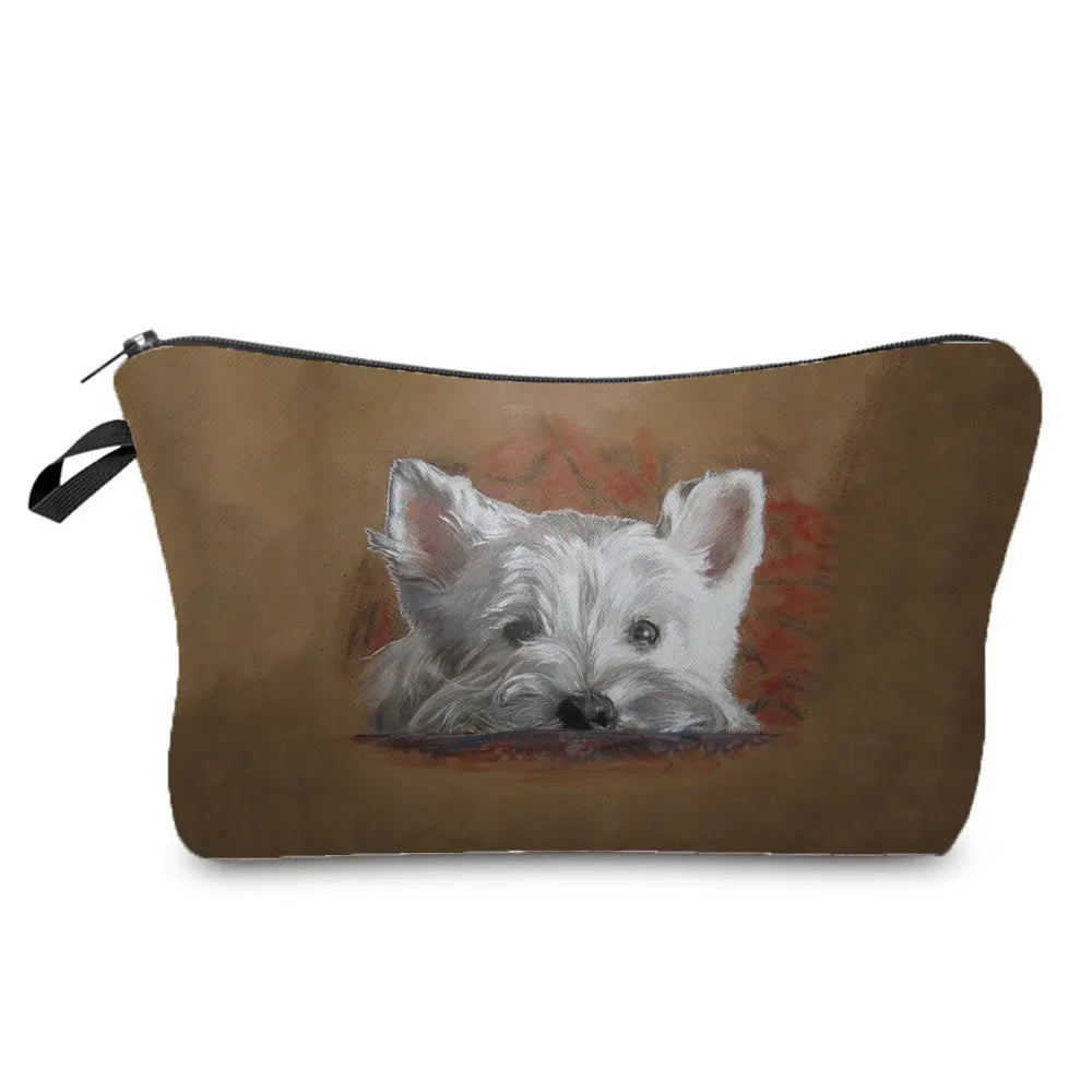 Westie Dog Painting Cosmetic Bag Heat Transfer High Makeup Storage Case