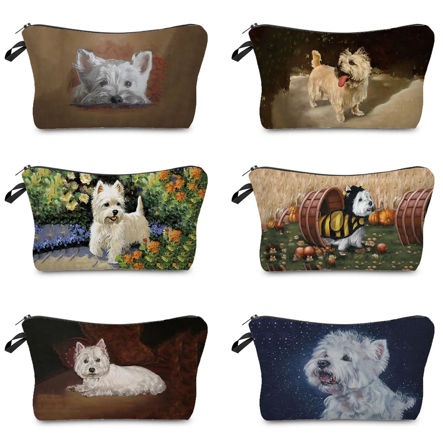 Westie Dog Painting Cosmetic Bag Heat Transfer High Makeup Storage Case