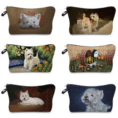 Westie Dog Painting Cosmetic Bag Heat Transfer High Makeup Storage Case