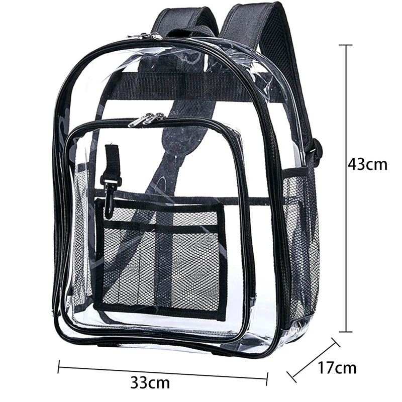 Heavy Duty Clear Backpack, Transparent School Bag, Security Check Travel