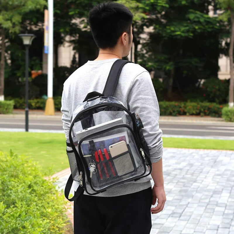 Heavy Duty Clear Backpack, Transparent School Bag, Security Check Travel