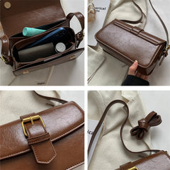 Vintage Square Crossbody Bag PU Leather Handbag