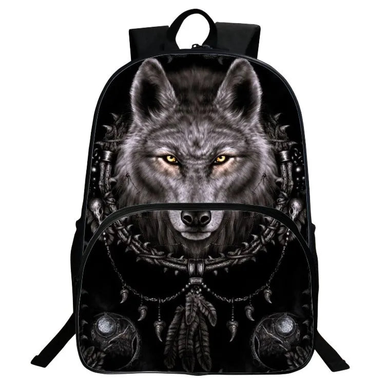 High Capacity 3D Print Wolf Animal Mochila Escolar Boys Girls School Bags