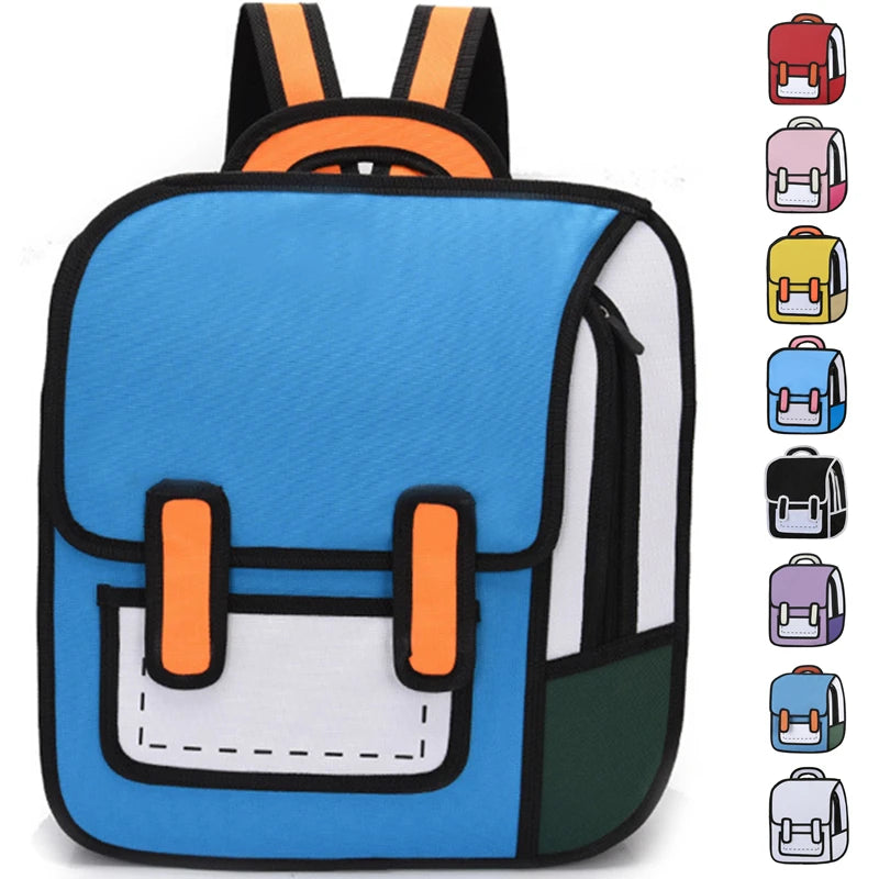 3D Printing Canvas Backpack Cartoon Shoulder Bookbag School Bag