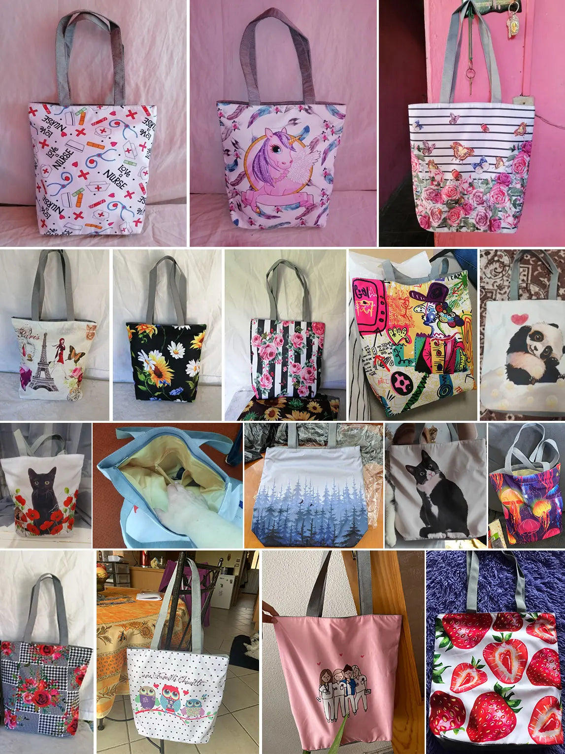 Animal Print Shopper Bag Handbag Reusable Shoulder Bags