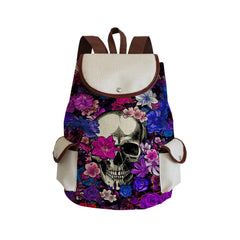 Floral Skull Drawstring Backpack Halloween Gift