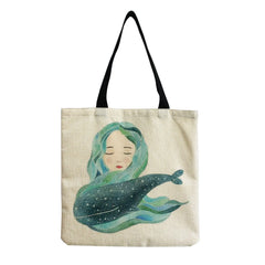 Whale Sea Series Beach Tote Bag - High Capacity Customizable - Eco Friendly