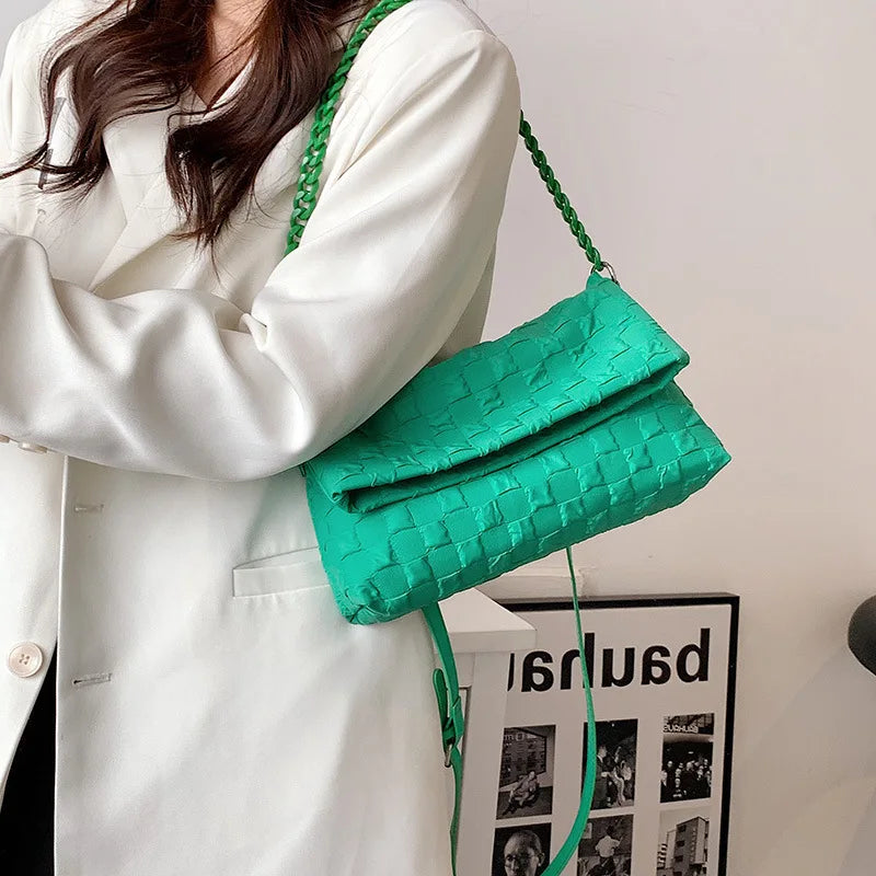 Soft Canvas Women Shoulder Bag Crossbody Chain