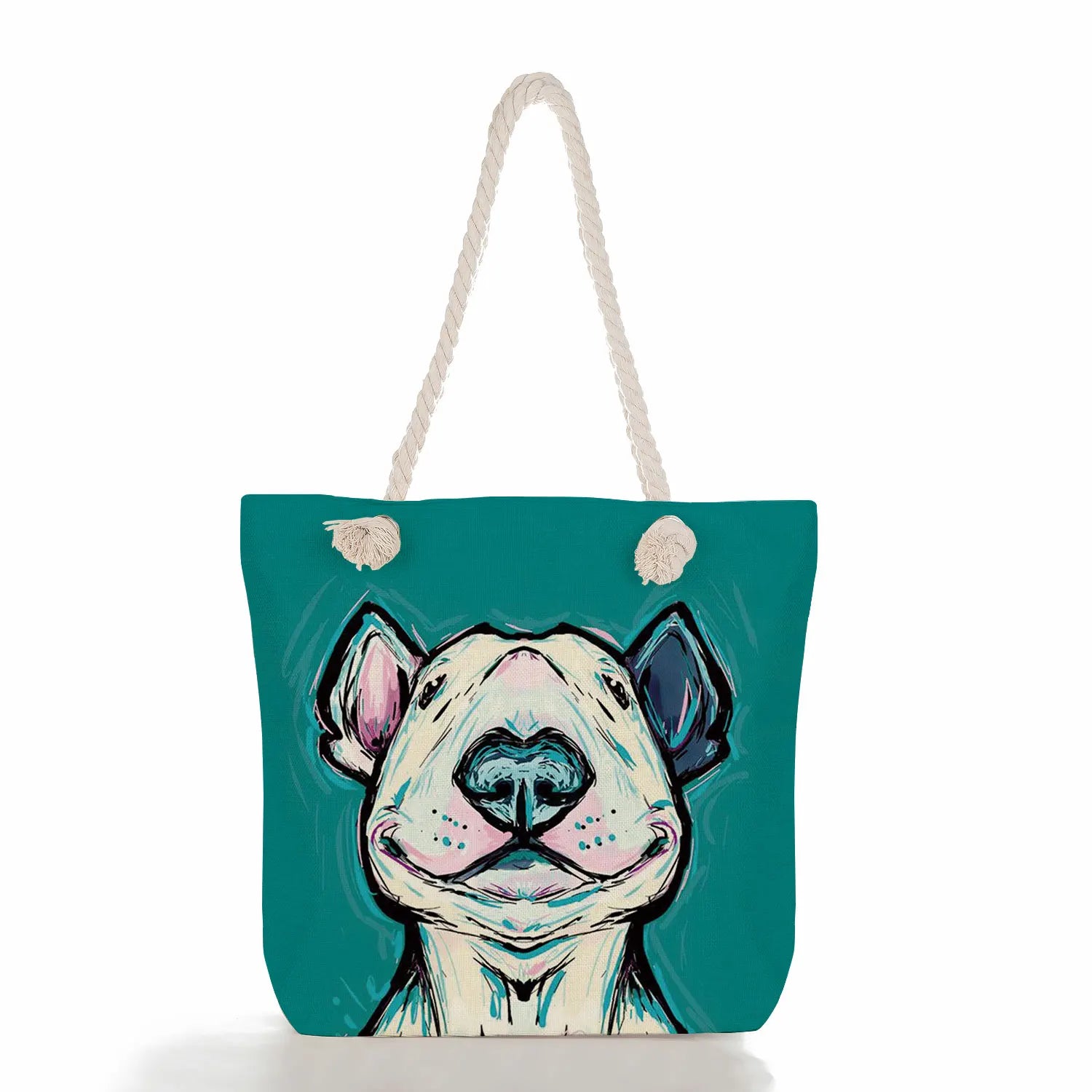 Funny Bull Terrier Dog Print Tote Handbag for Women