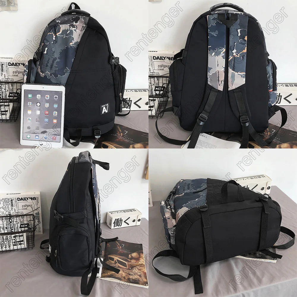 High Capacity Graffiti Backpack Camouflage Laptop Book Bag