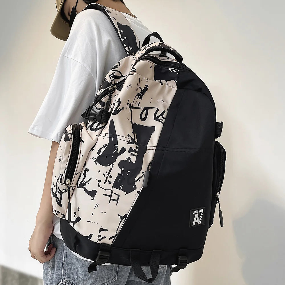 High Capacity Graffiti Backpack Camouflage Laptop Book Bag
