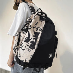 High Capacity Graffiti Backpack Camouflage Laptop Book Bag