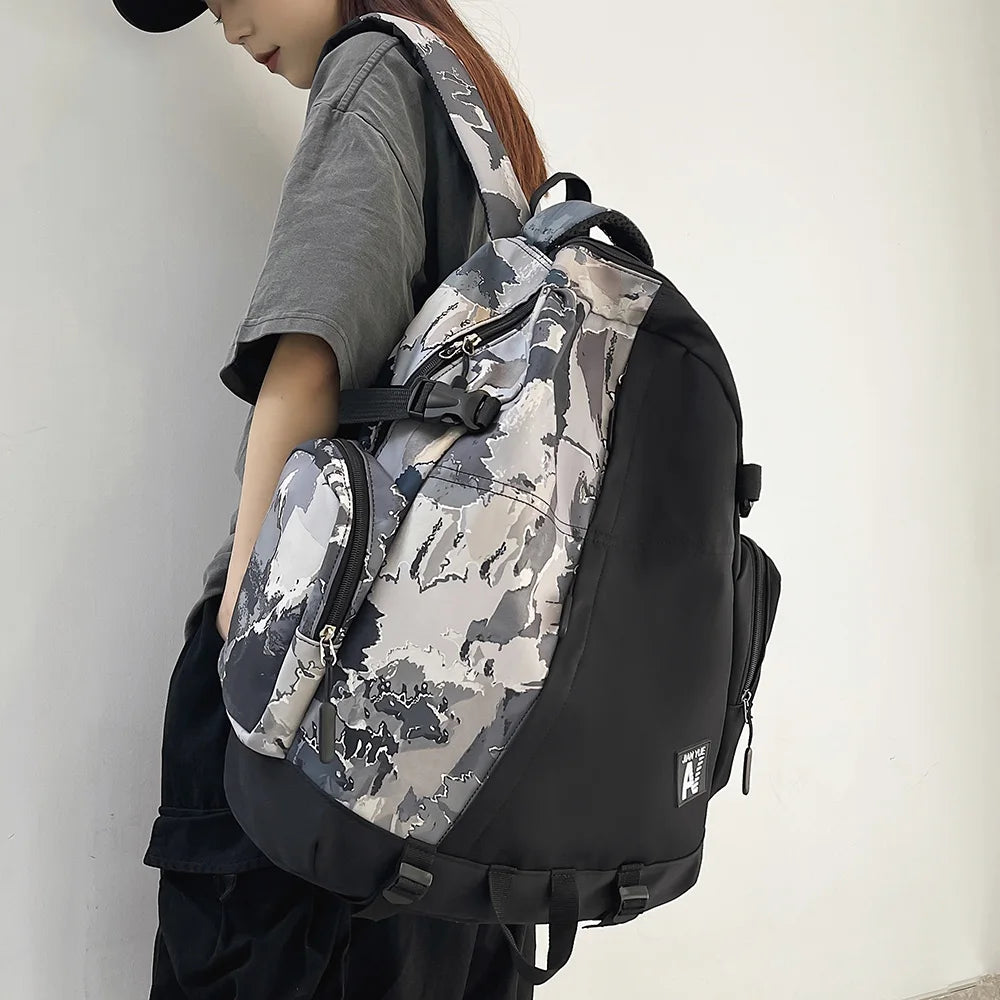 High Capacity Graffiti Backpack Camouflage Laptop Book Bag