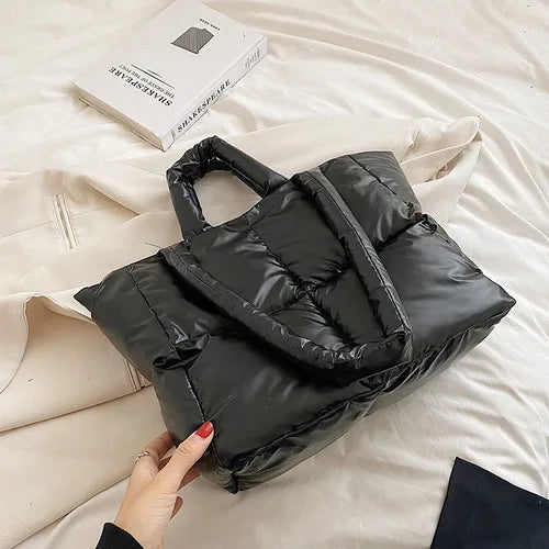 Winter Big Tote Bag for Women Padded Handbags Large Cotton Purses