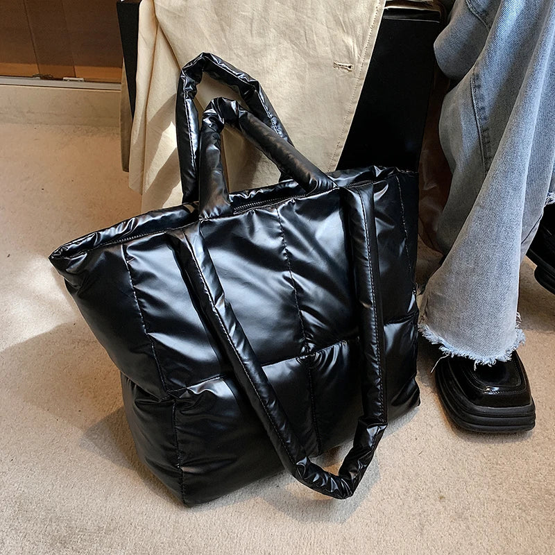 Winter Big Tote Bag for Women Padded Handbags Large Cotton Purses