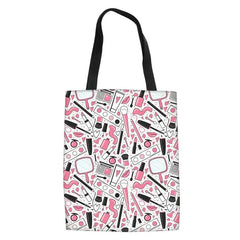 High Heel Lipstick Pattern Women Handbags Folding Fabric Shoulder Tote Bag