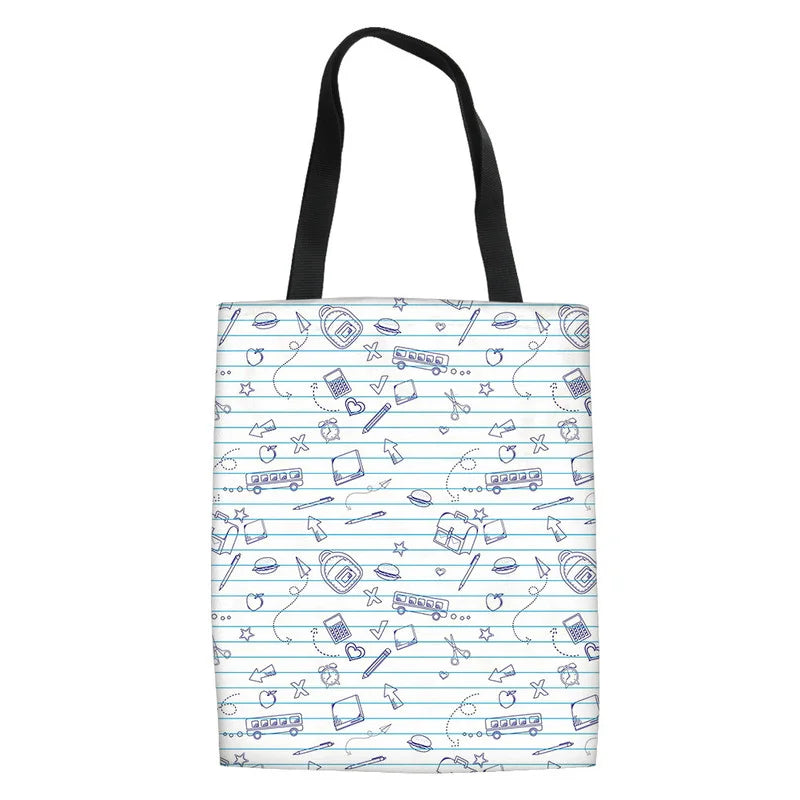 High Heel Lipstick Pattern Women Handbags Folding Fabric Shoulder Tote Bag