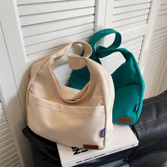 Women's Large Capacity Canvas Shoulder Bag Solid Shopping Tote Handbag