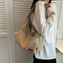 Women's Large Capacity Canvas Shoulder Bag Solid Shopping Tote Handbag