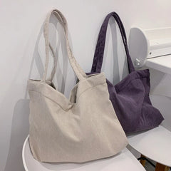 Women's Corduroy Underarm Shoulder Bag Large Capacity Tote
