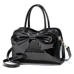Bow-Knot Messenger Bag Bright Leather Shoulder Bag