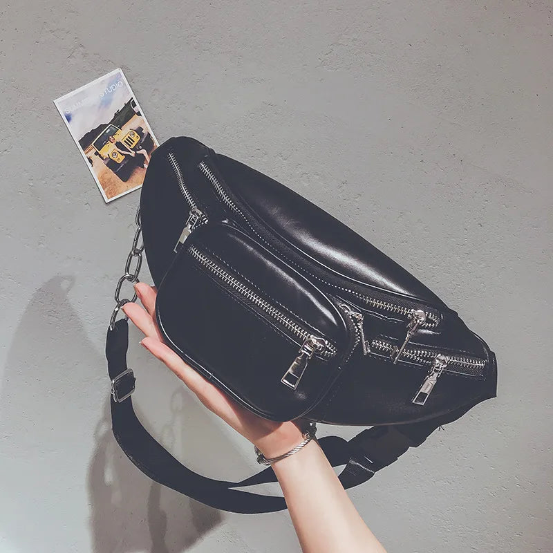 High PU Chain Fanny Pack Waist Bag Bananka Travel Leisure