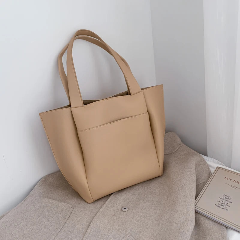 Women's PU Leather Top-handle Shopper Bag with Large Capacity