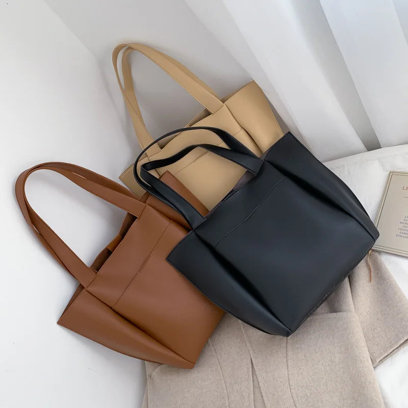 Women's PU Leather Top-handle Shopper Bag with Large Capacity