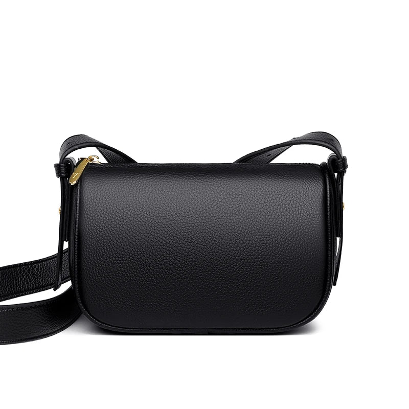 Small Round Leather Mini Bag for Women - Cow Leather One Shoulder Messenger Bag