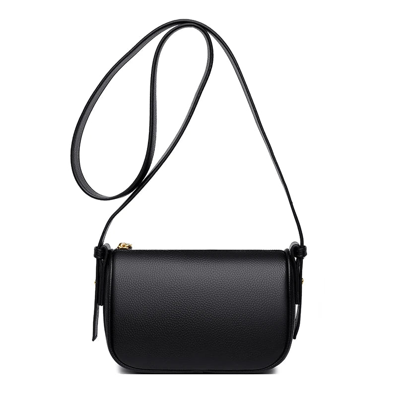 Small Round Leather Mini Bag for Women - Cow Leather One Shoulder Messenger Bag