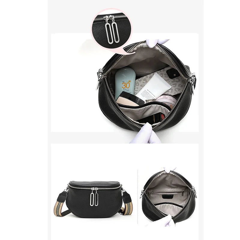 Leather Waist Bag for Women Casual Shoulder Bag Messenger Saddle Bag