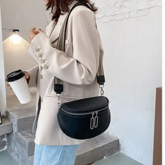 Leather Waist Bag for Women Casual Shoulder Bag Messenger Saddle Bag