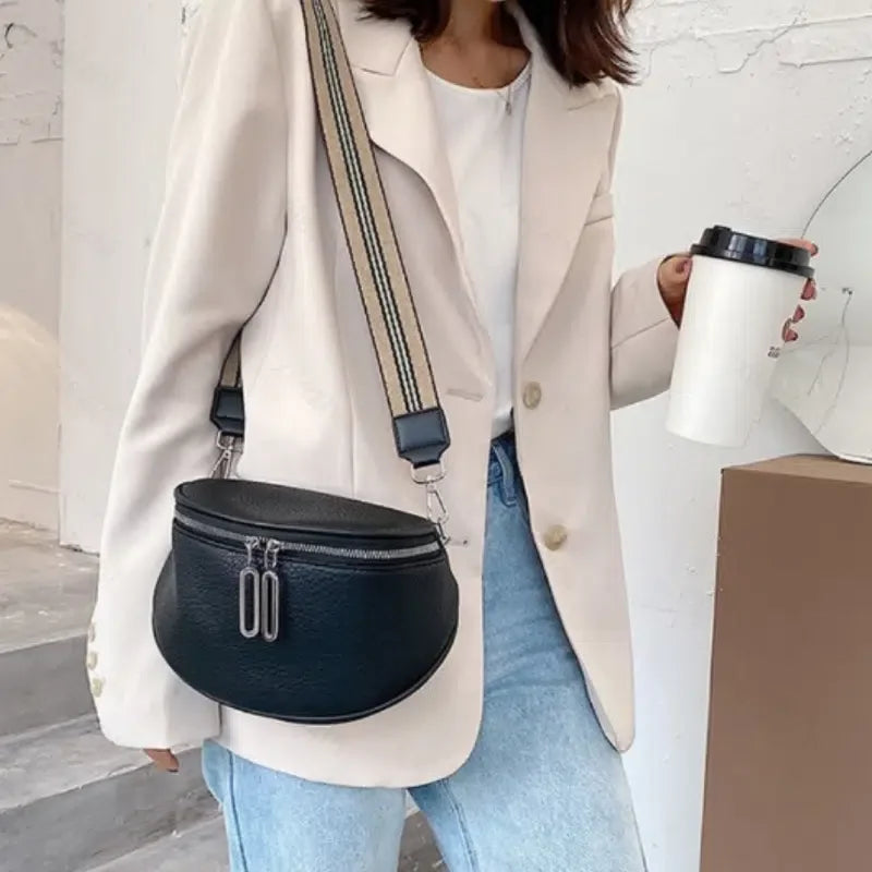 Leather Waist Bag for Women Casual Shoulder Bag Messenger Saddle Bag
