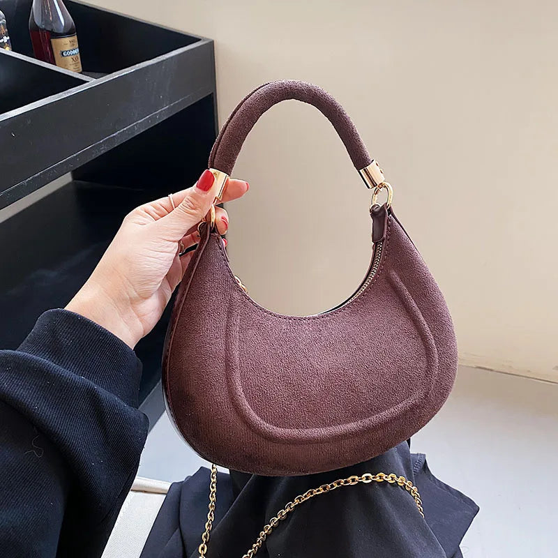 Women's Frosted Western Shoulder Bags Chains Texture Lady Messenger Bags