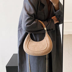 Women's Frosted Western Shoulder Bags Chains Texture Lady Messenger Bags