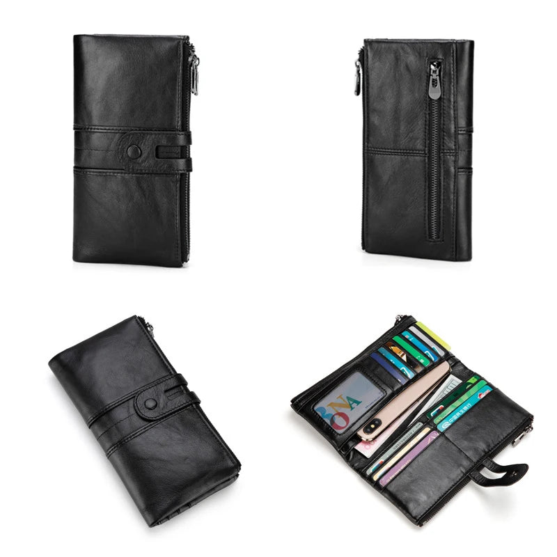 Women's Leather Long Zipper Wallet Clutch