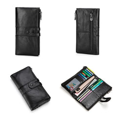 Women's Leather Long Zipper Wallet Clutch
