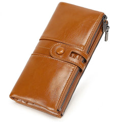 Women's Leather Long Zipper Wallet Clutch